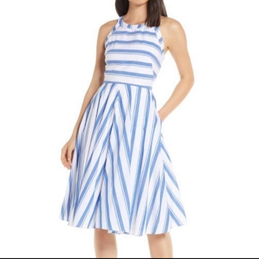 Eliza J striped fit and flare dress